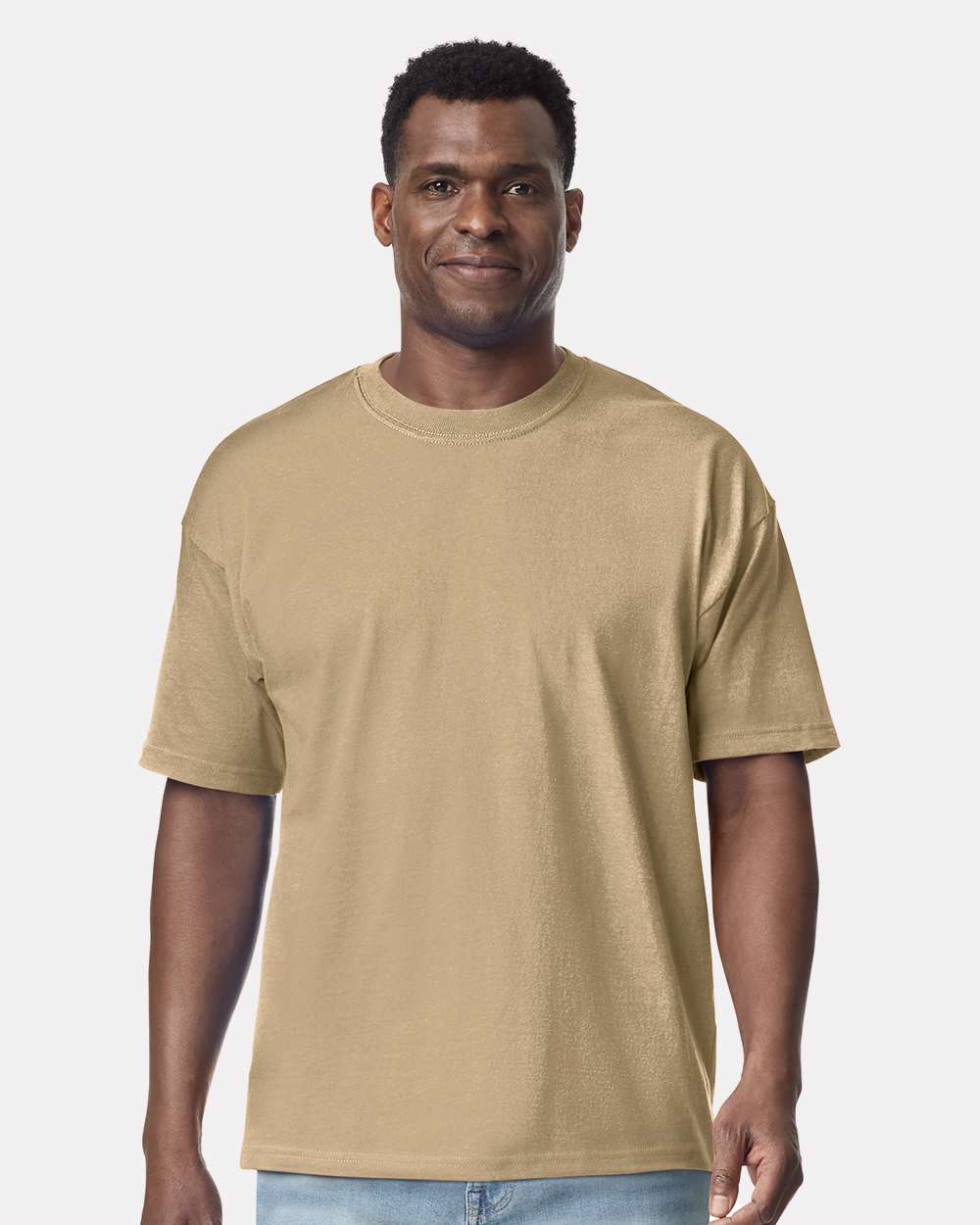 Custom Gildan 75000 Maxweight Hammer T-Shirt blank garment in Tan