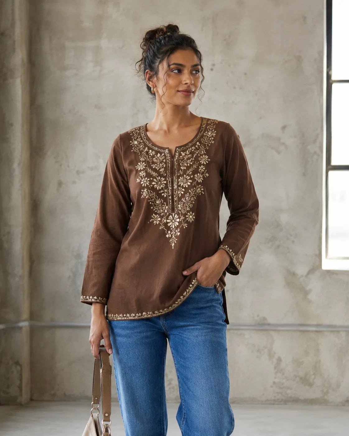 Zariya Lucknowi Embroidered Cotton Flex Top - image 5