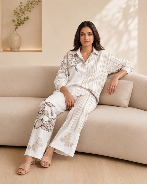 Aveline Ivory Botanical Stripe Co-Ord Set - image 2