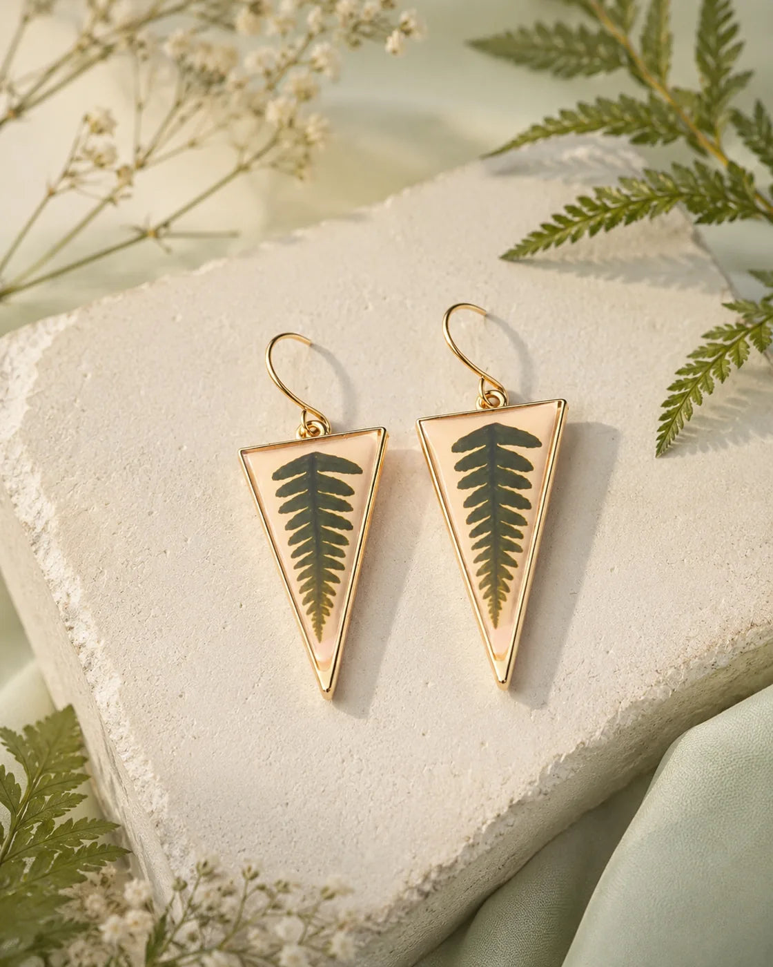 Fern Glow Triangle Earrings - image 3