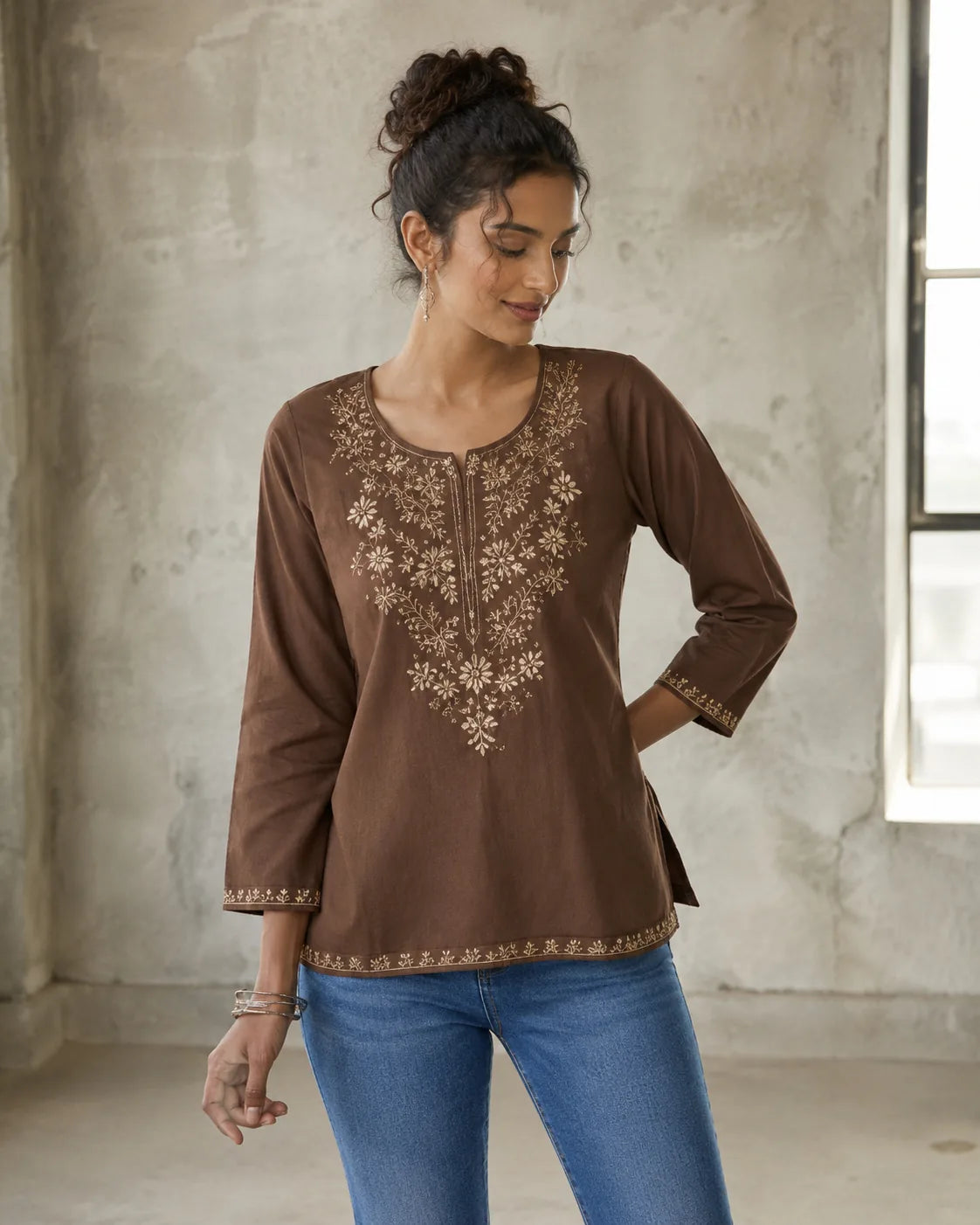 Zariya Lucknowi Embroidered Cotton Flex Top - image 4
