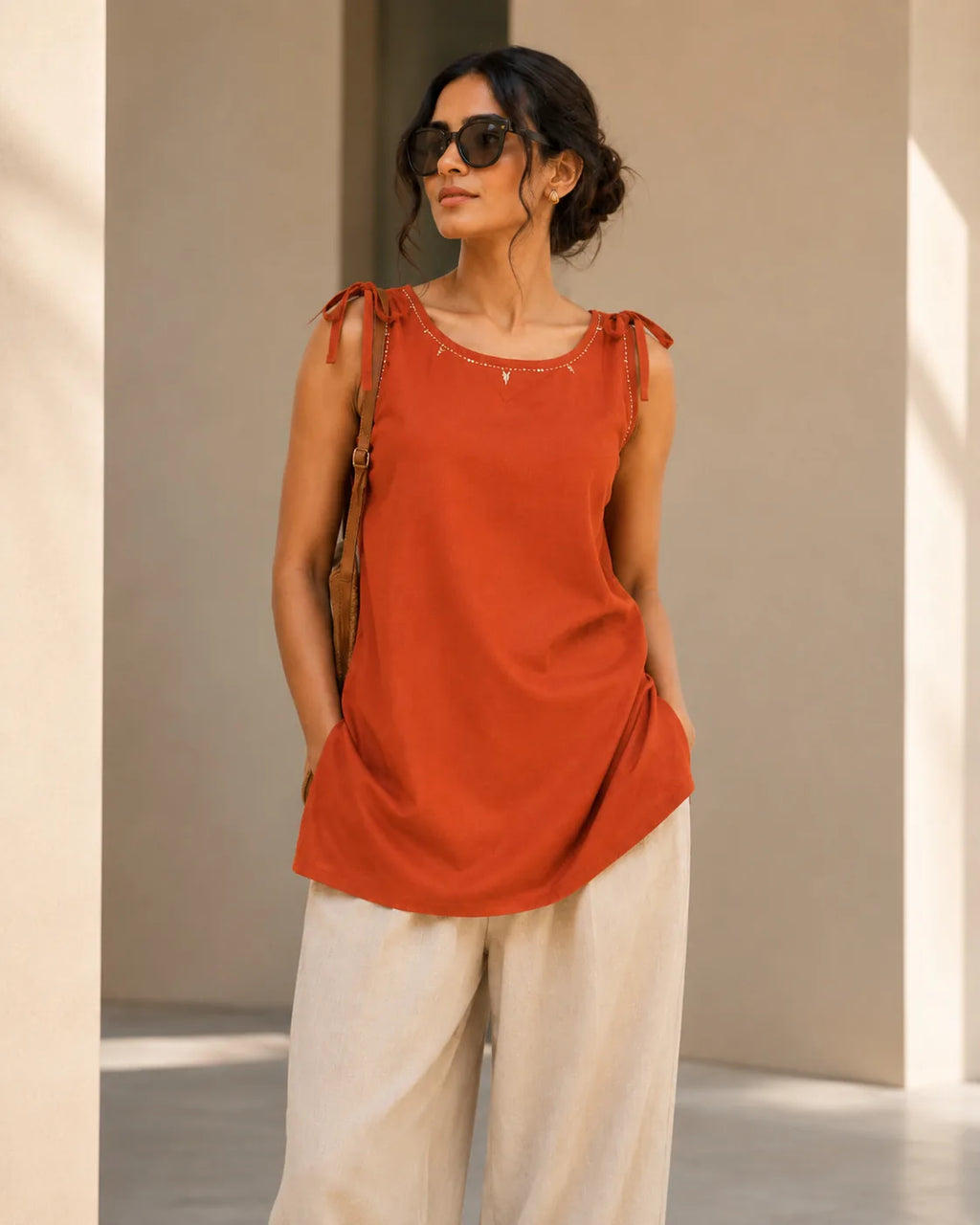 Vayra Mineral-Wash Tie-Shoulder Short Top - image 4