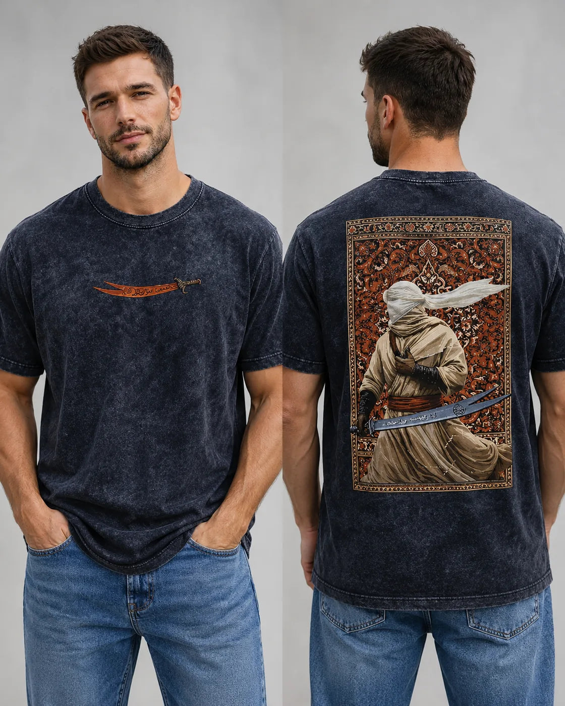 Desert Warrior Acid-Wash Graphic T-Shirt - image 3