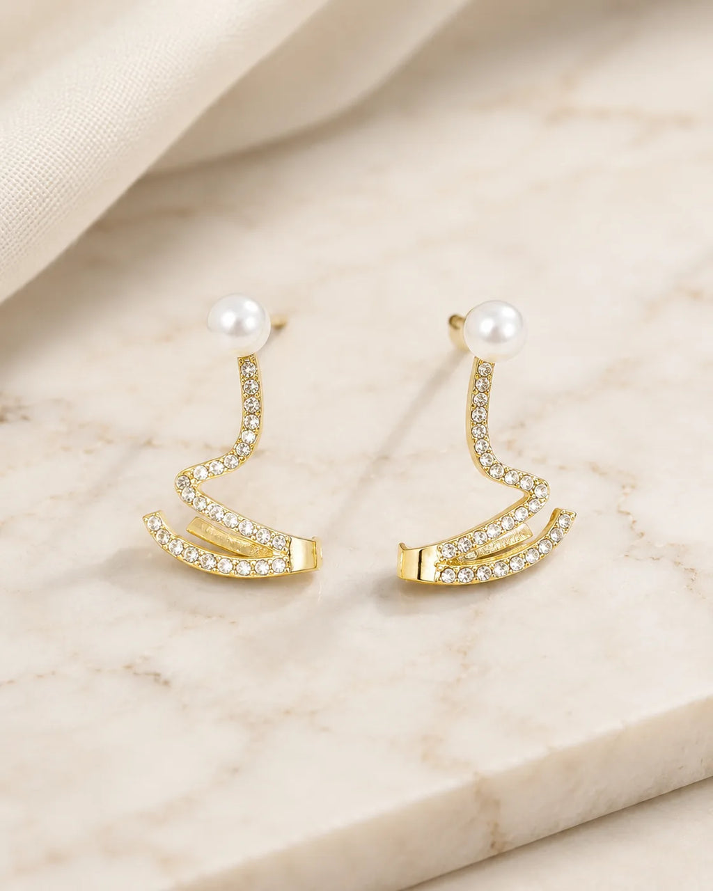 Pearl Curve Stud Earrings - image 2