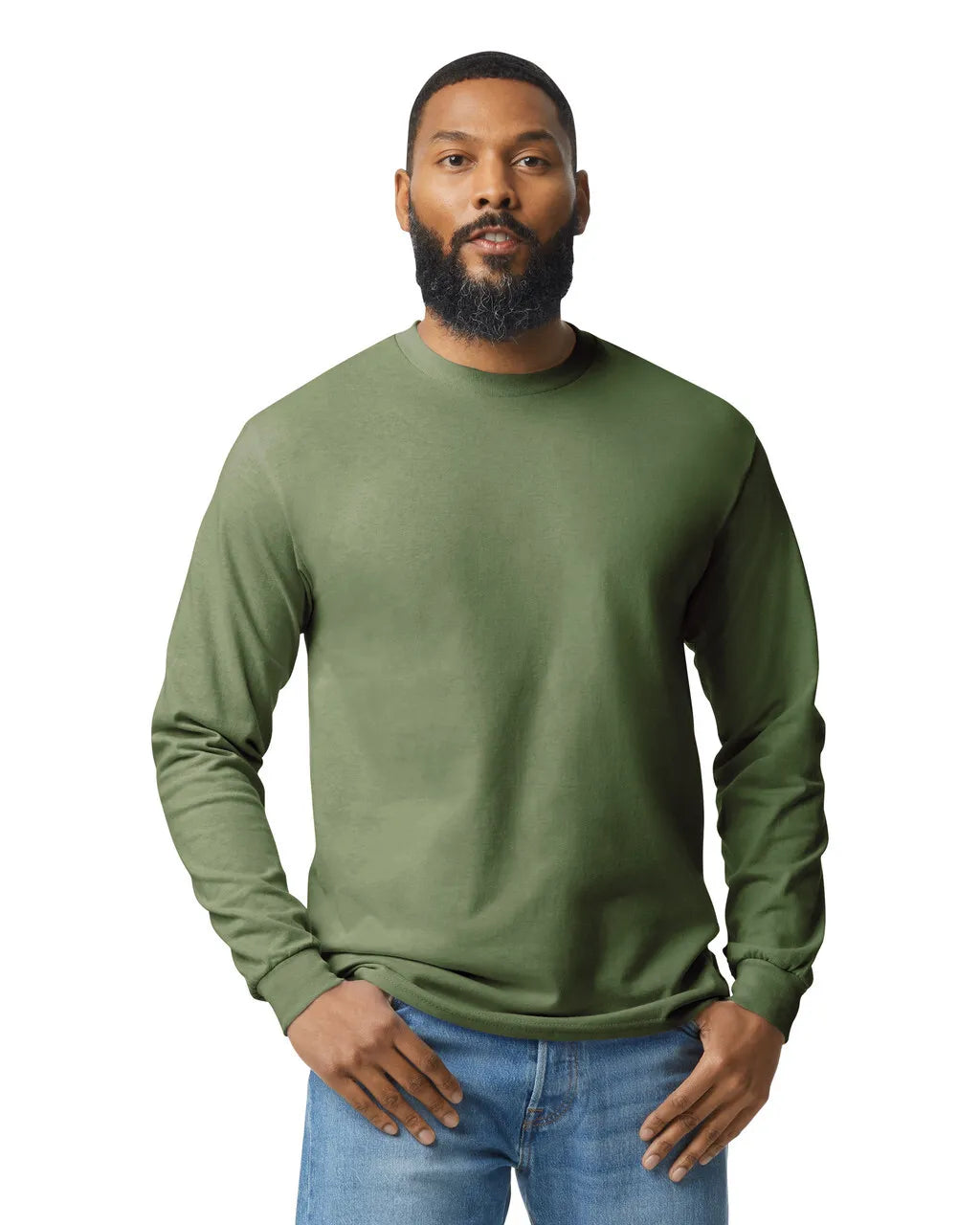 Custom Gildan 5400 Long Sleeve T-Shirt blank garment in Military Green