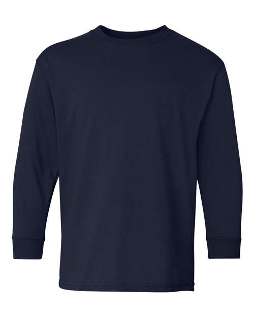Custom Gildan 5400B Youth Long Sleeve T-Shirt blank garment in Navy