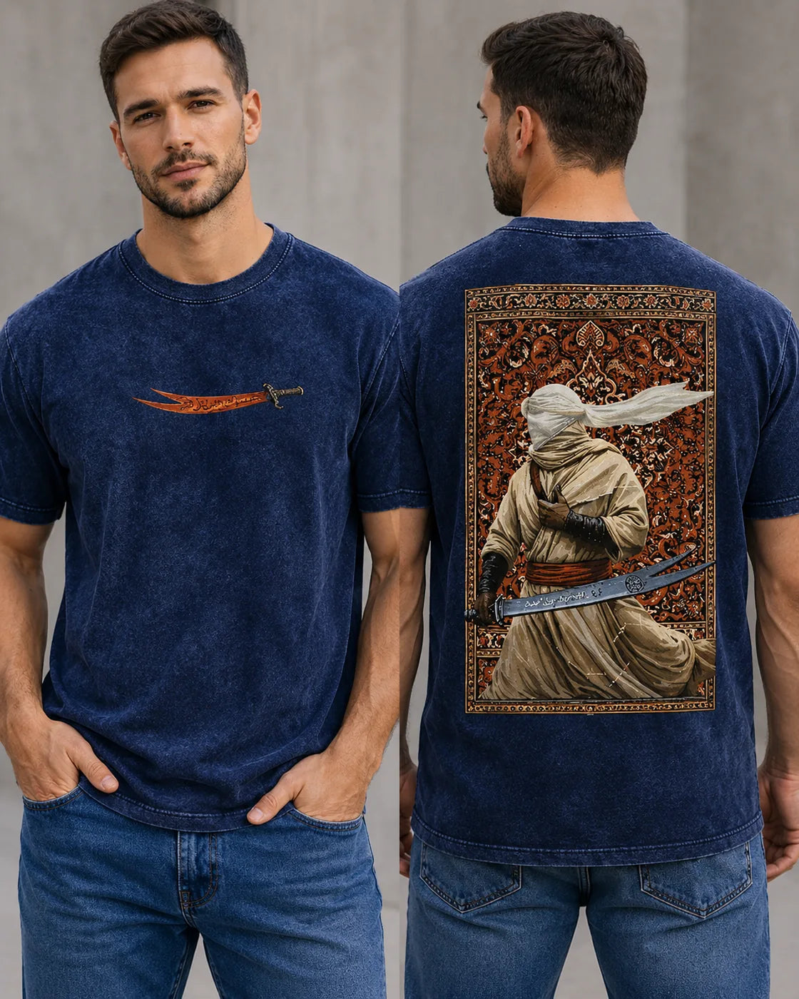 Desert Warrior Acid-Wash Graphic T-Shirt