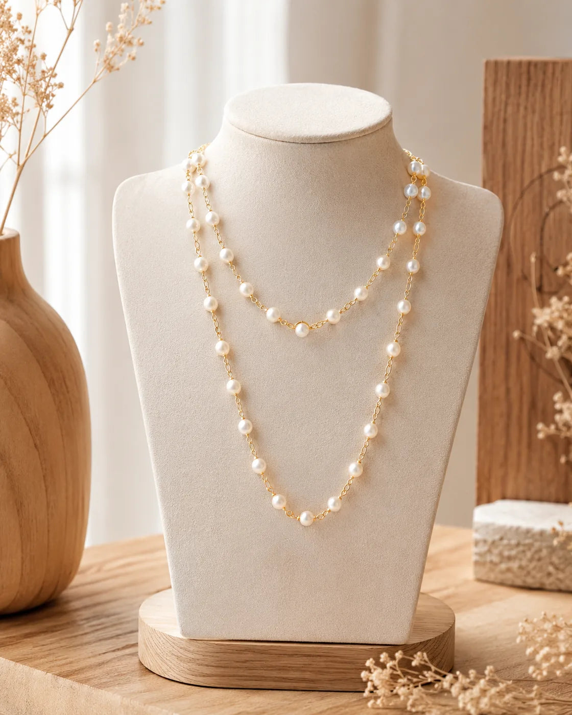 Luxe Pearl Drape Necklace - image 2