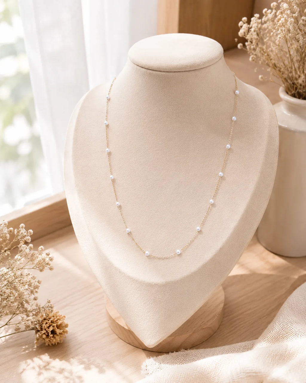 Golden Pearl Chain Necklace - image 3