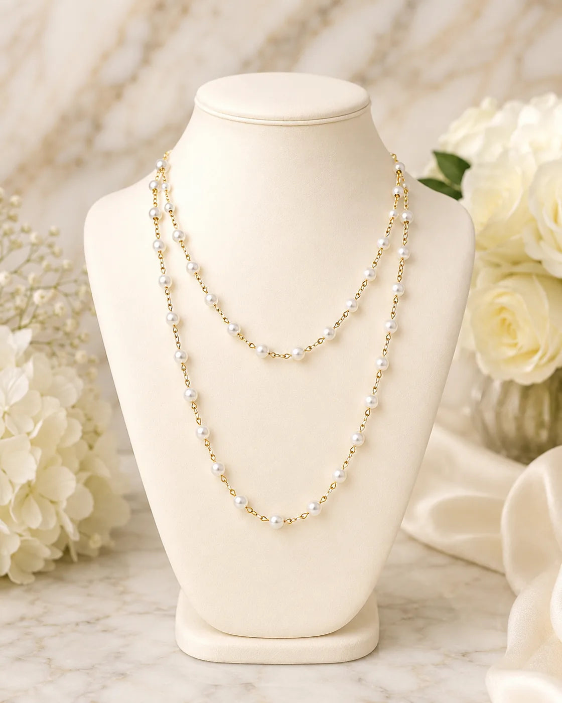 Luxe Pearl Drape Necklace