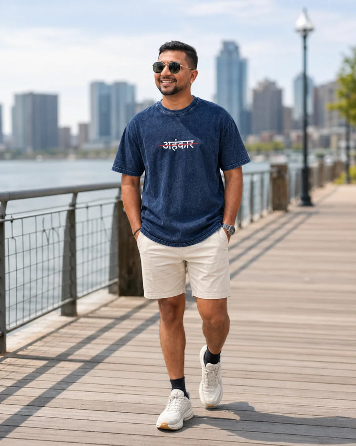 Ahankaar Acid-Wash Graphic T-Shirt