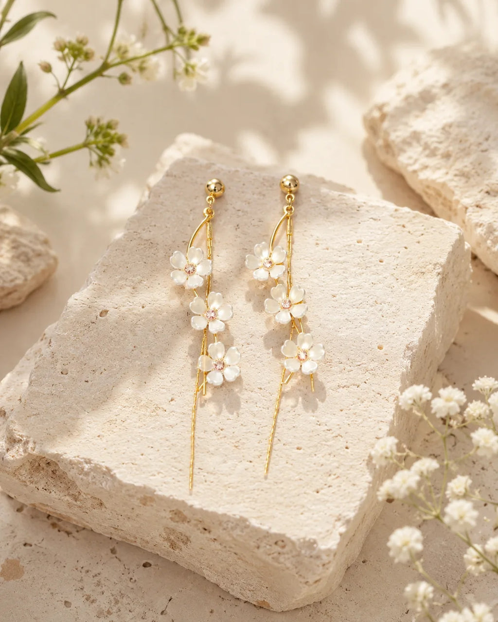 Pearl Daisy Cascade Earrings - image 3