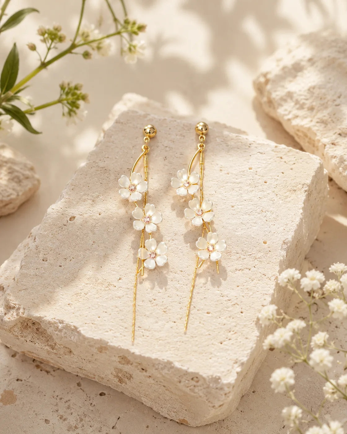 Pearl Daisy Cascade Earrings - image 3