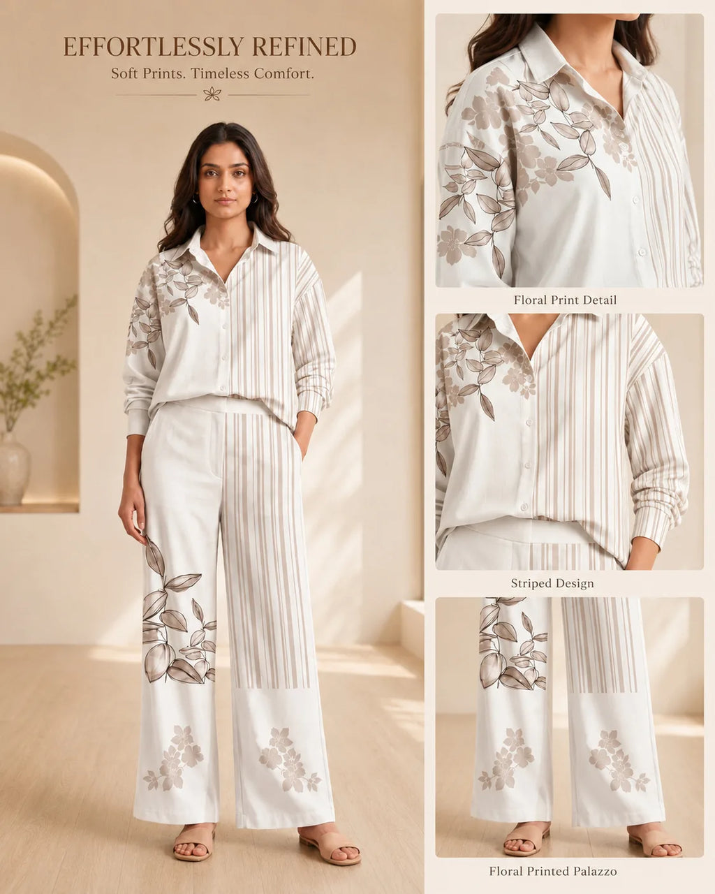 Aveline Ivory Botanical Stripe Co-Ord Set - image 4