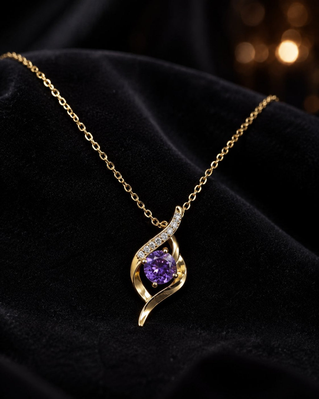 Amethyst Swirl Crystal Pendant Necklace
