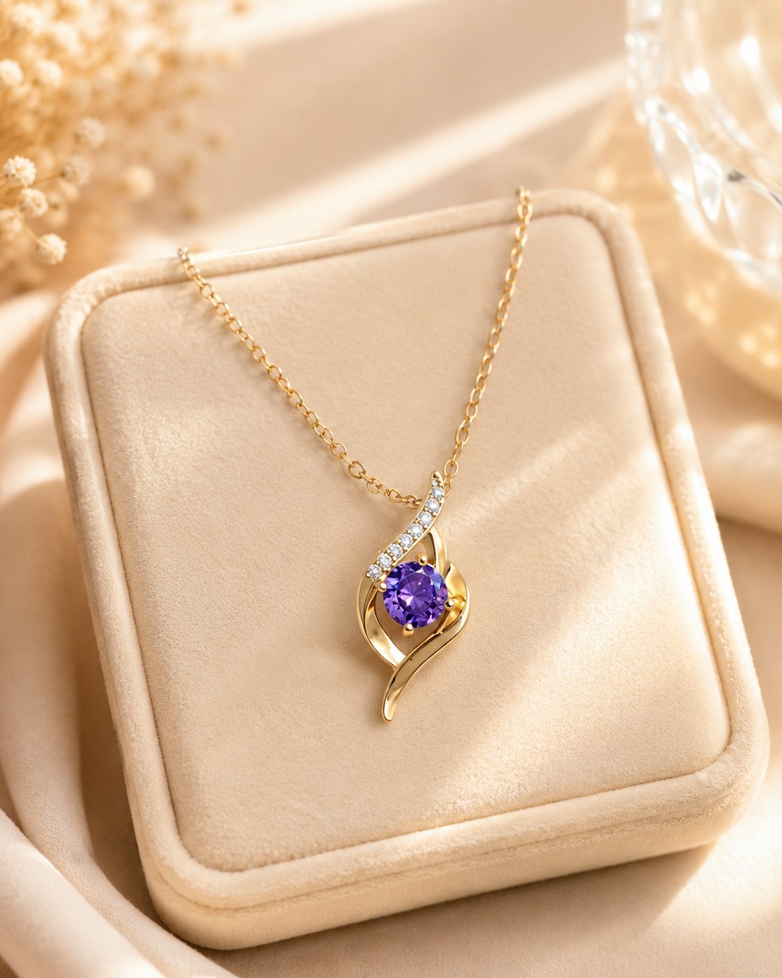 Amethyst Swirl Crystal Pendant Necklace