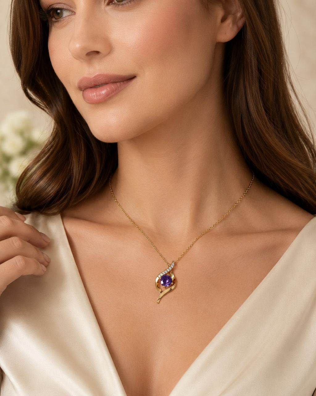 Amethyst Swirl Crystal Pendant Necklace
