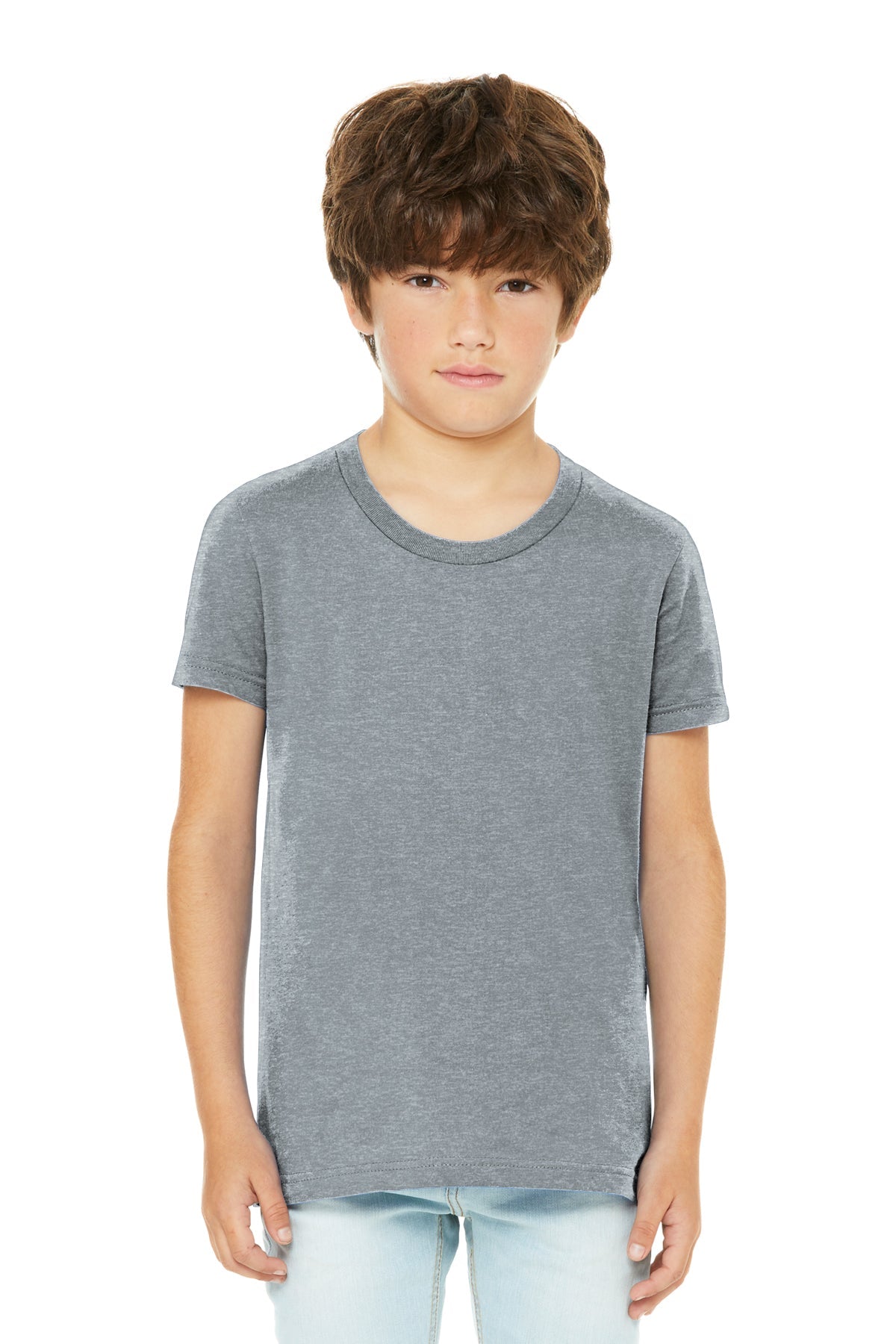 Custom Bella Canvas 3001Y CVC Youth T-Shirt blank garment in Athletic Heather