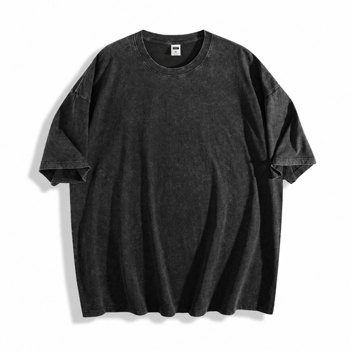 Custom Acid Wash Heavyweight Oversized Unisex T-Shirt blank garment in Black