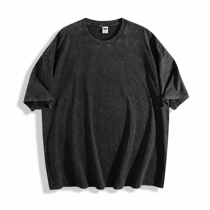 Custom Acid Wash Heavyweight Oversized Unisex T-Shirt blank garment in Black