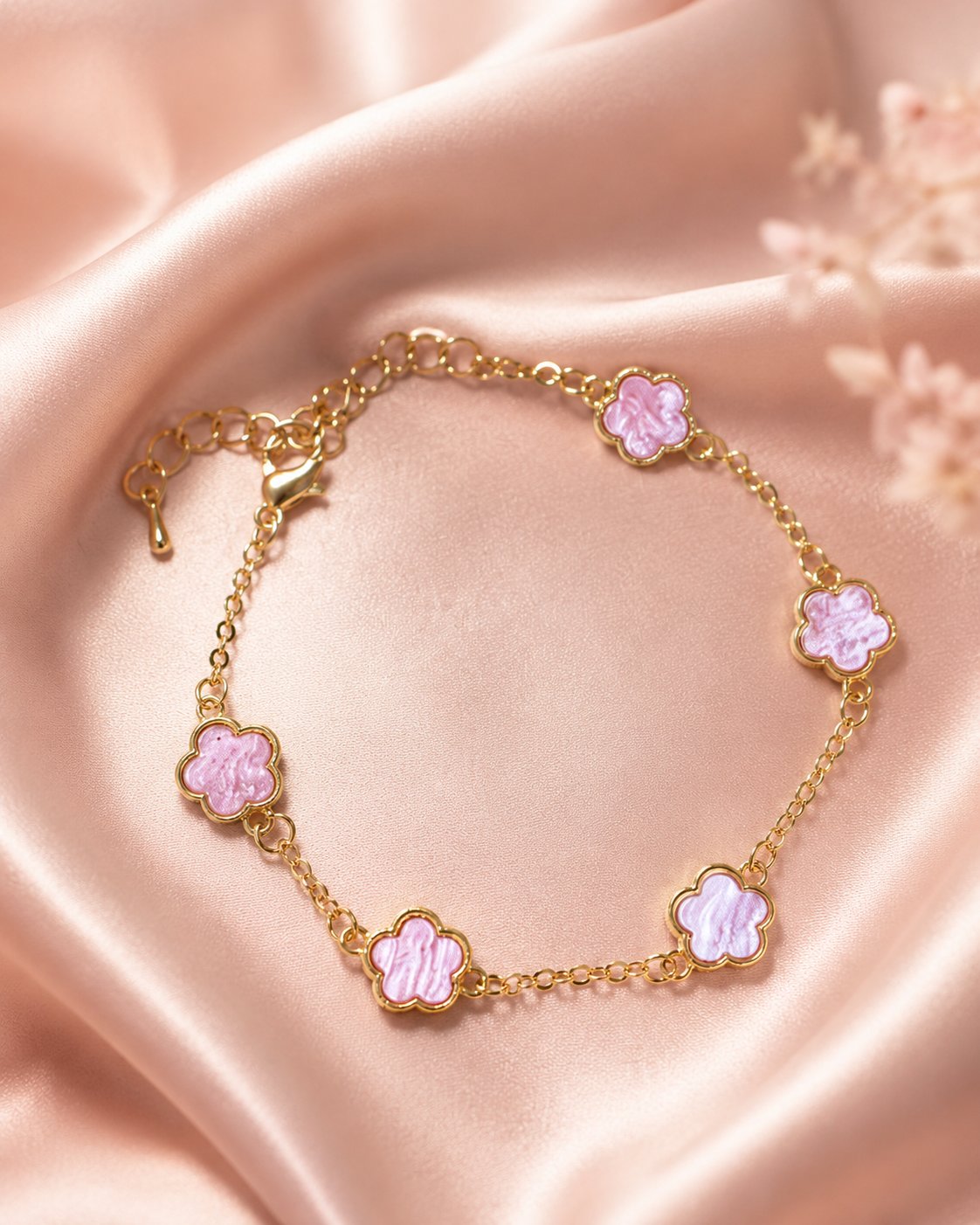 Blush Clover Charm Bracelet