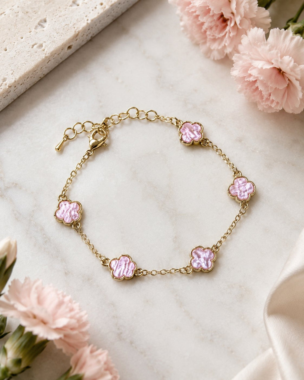 Blush Clover Charm Bracelet