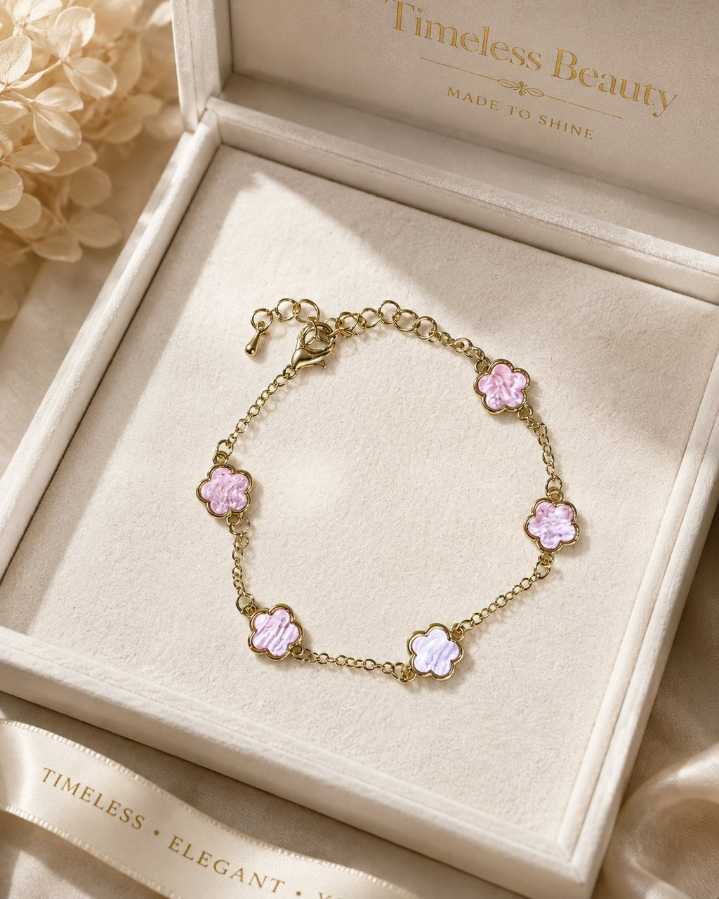 Blush Clover Charm Bracelet