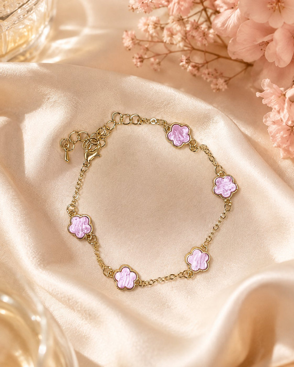 Blush Clover Charm Bracelet