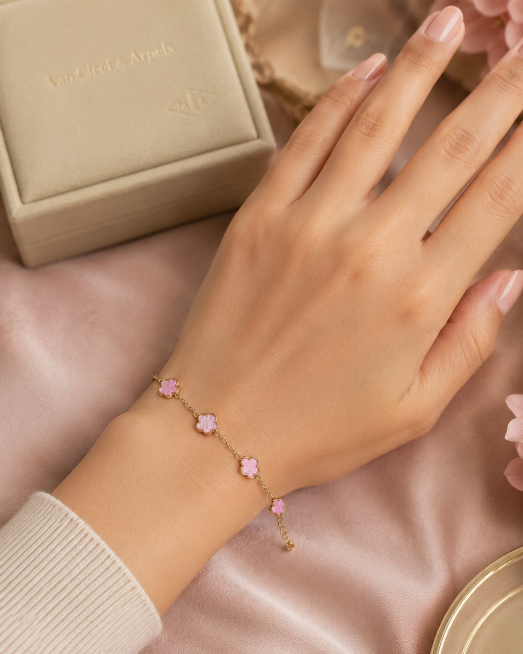Blush Clover Charm Bracelet