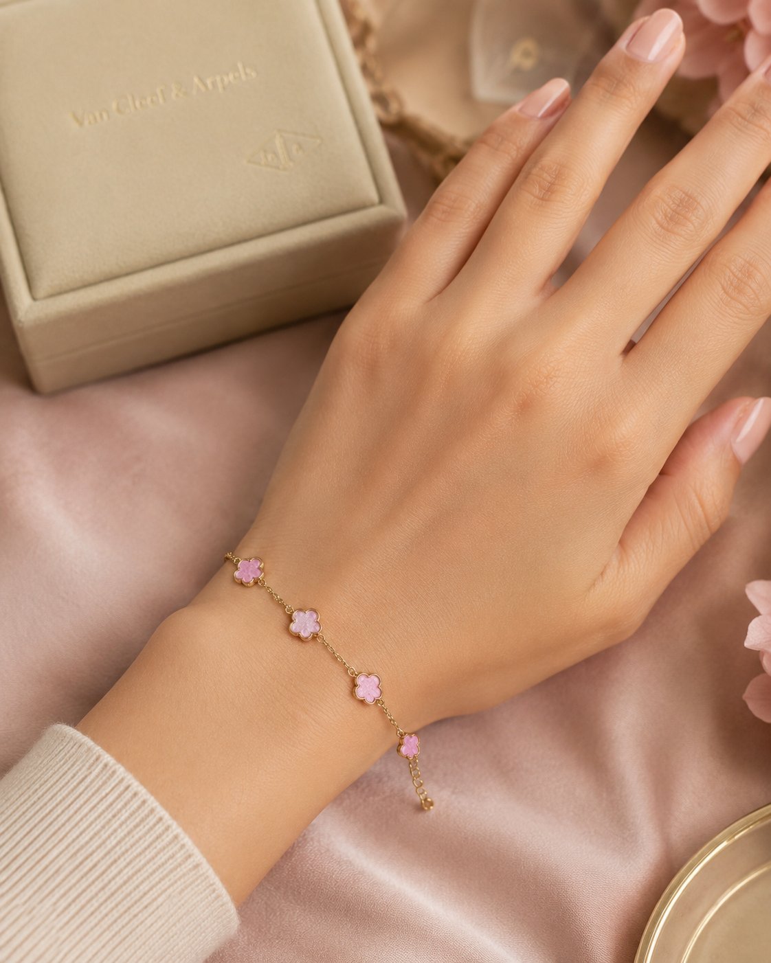 Blush Clover Charm Bracelet
