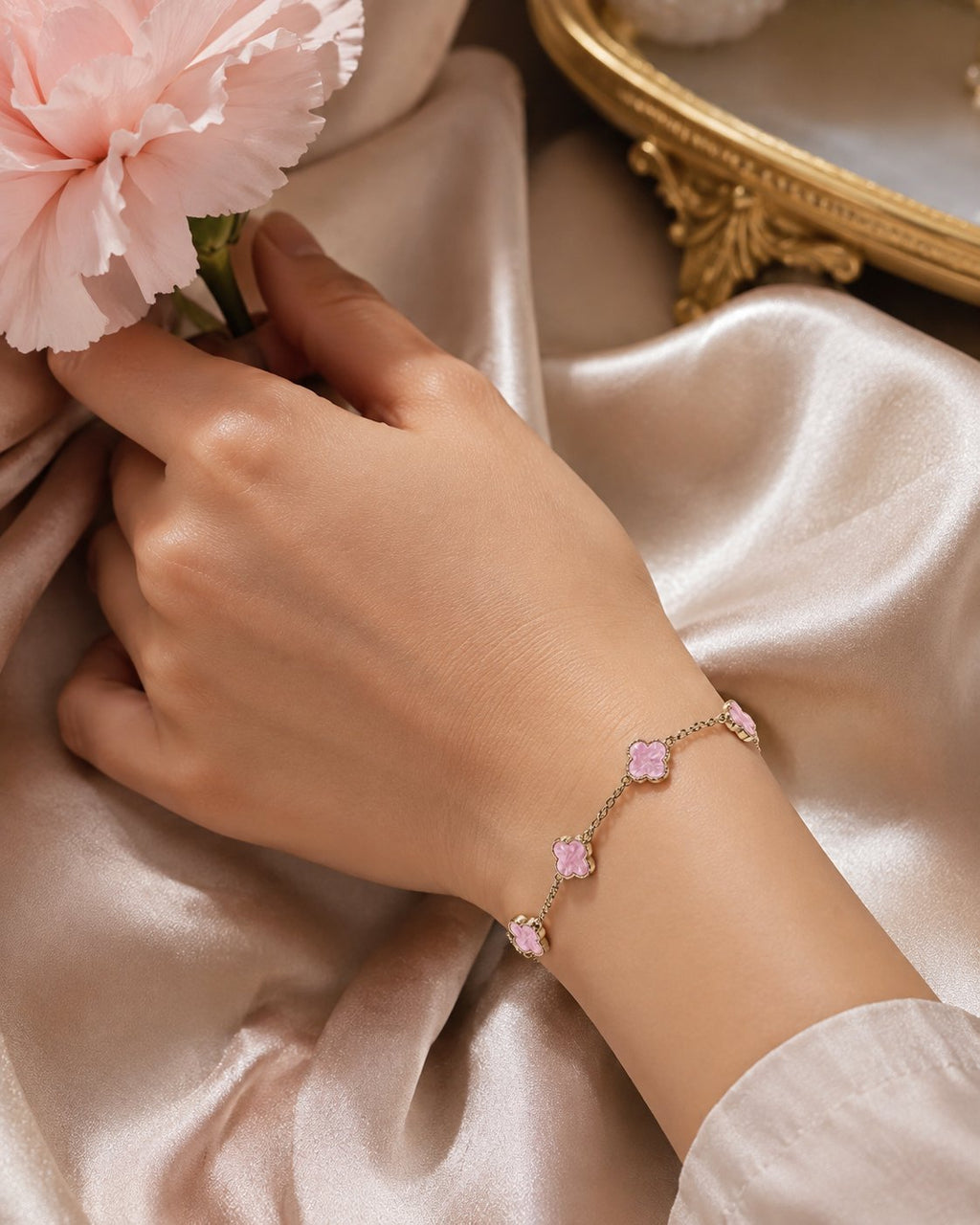Blush Clover Charm Bracelet