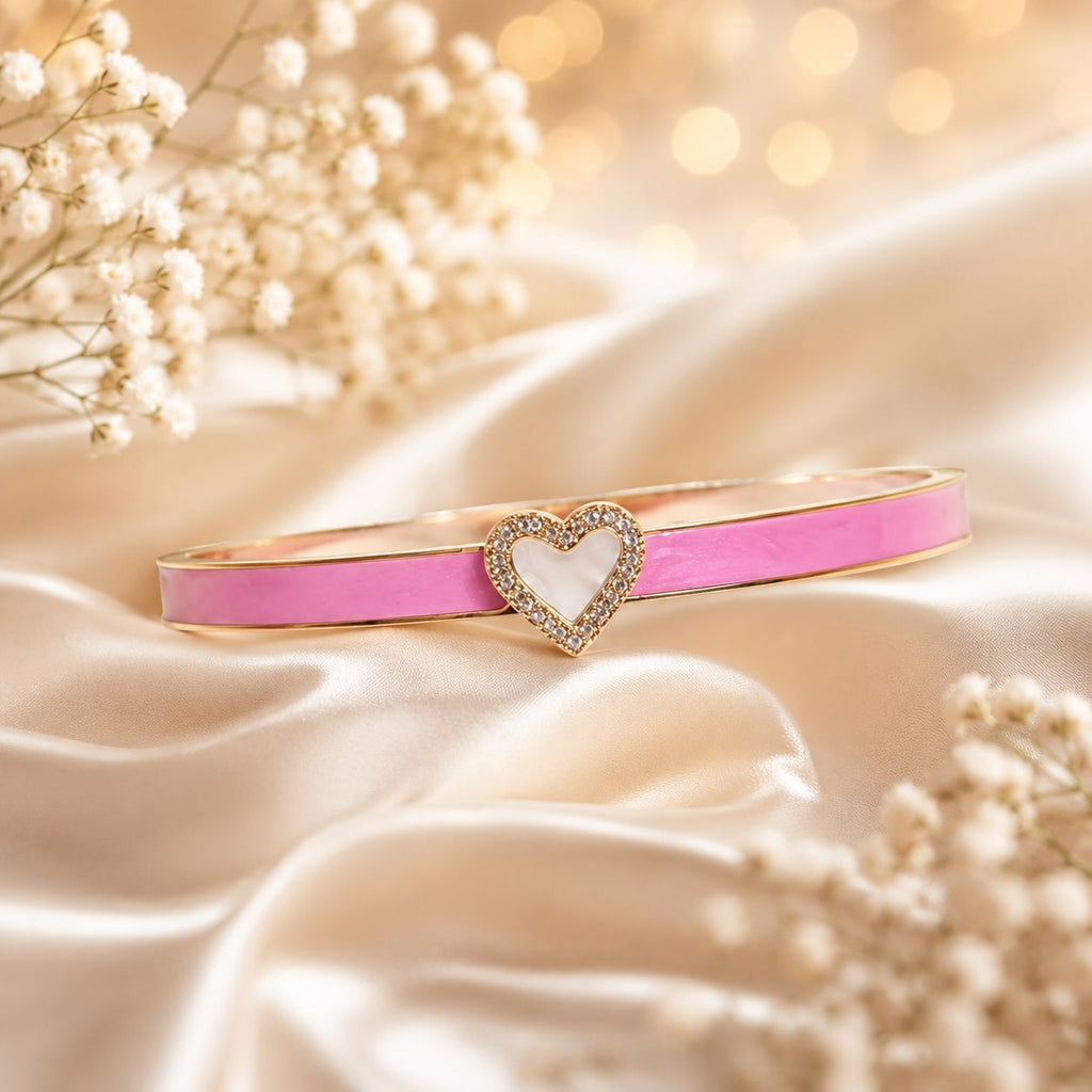 Blush Heart Enamel Bangle