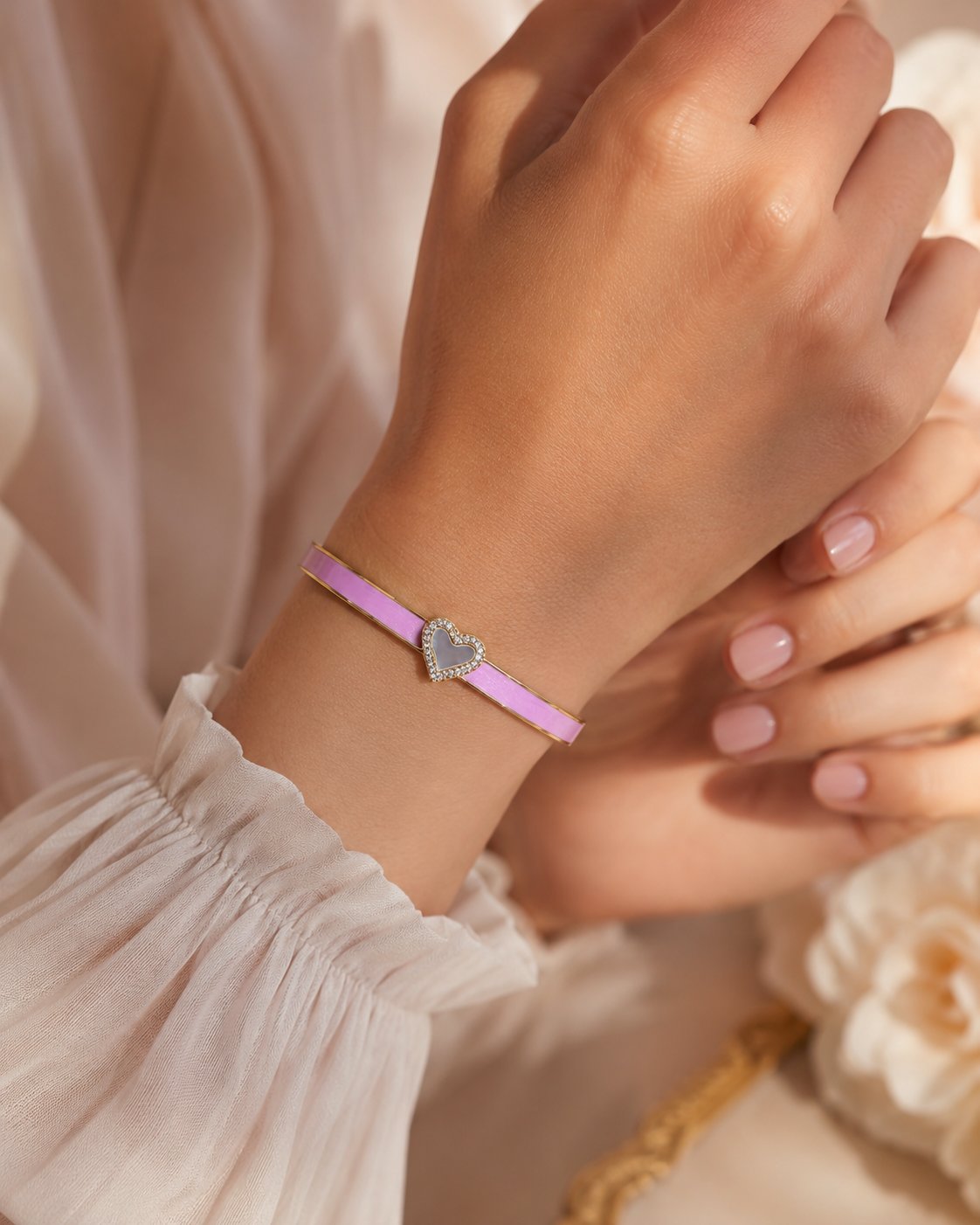 Blush Heart Enamel Bangle