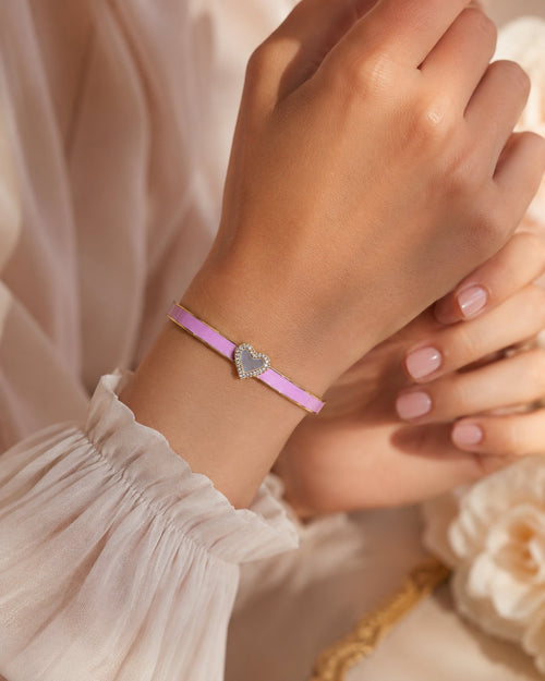 Blush Heart Enamel Bangle