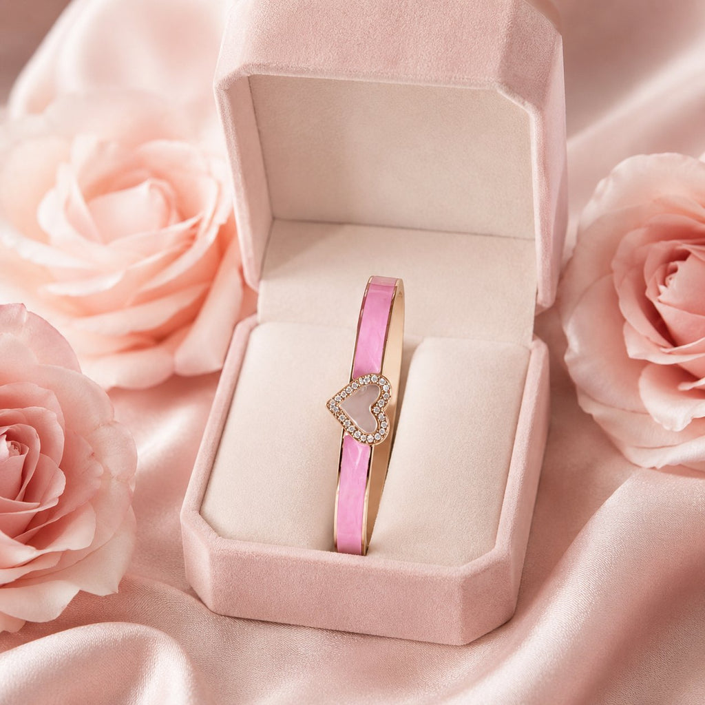 Blush Heart Enamel Bangle