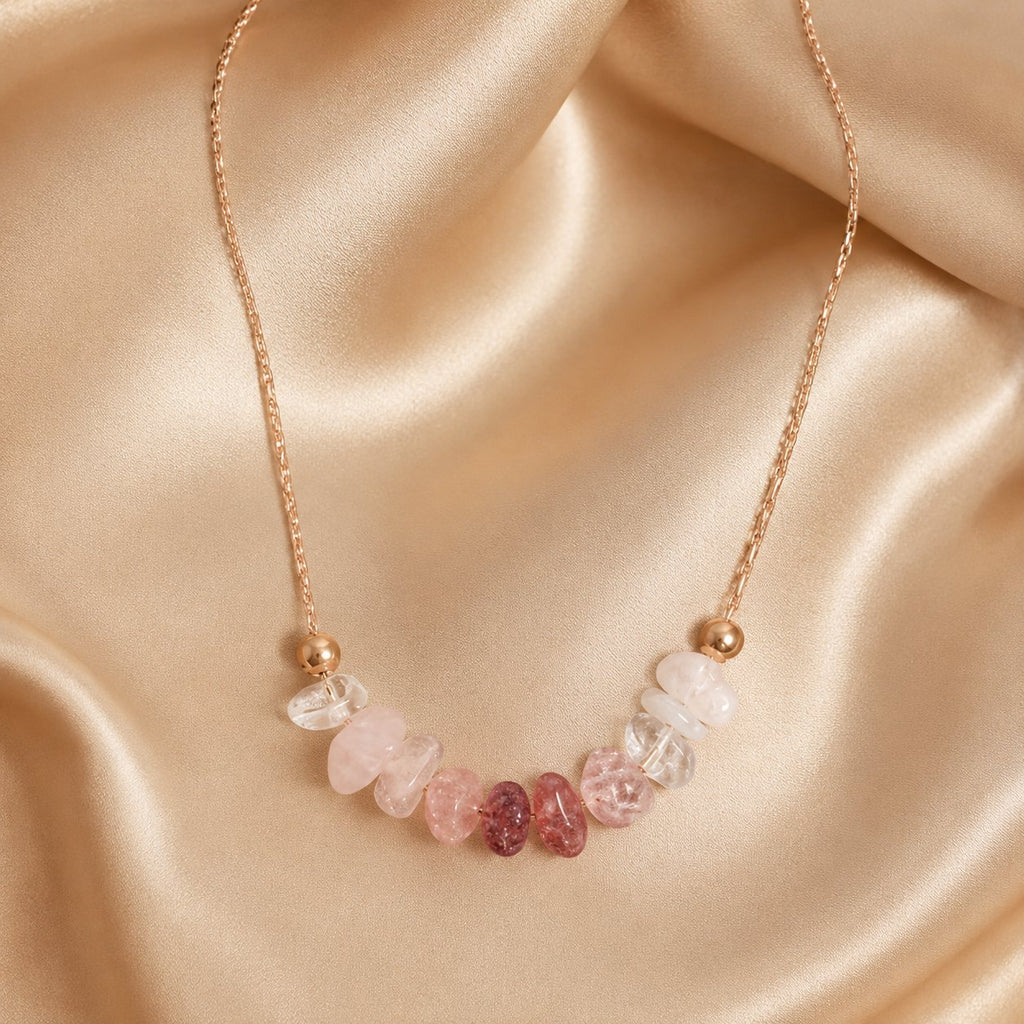 Blush Quartz Chip Bar Necklace