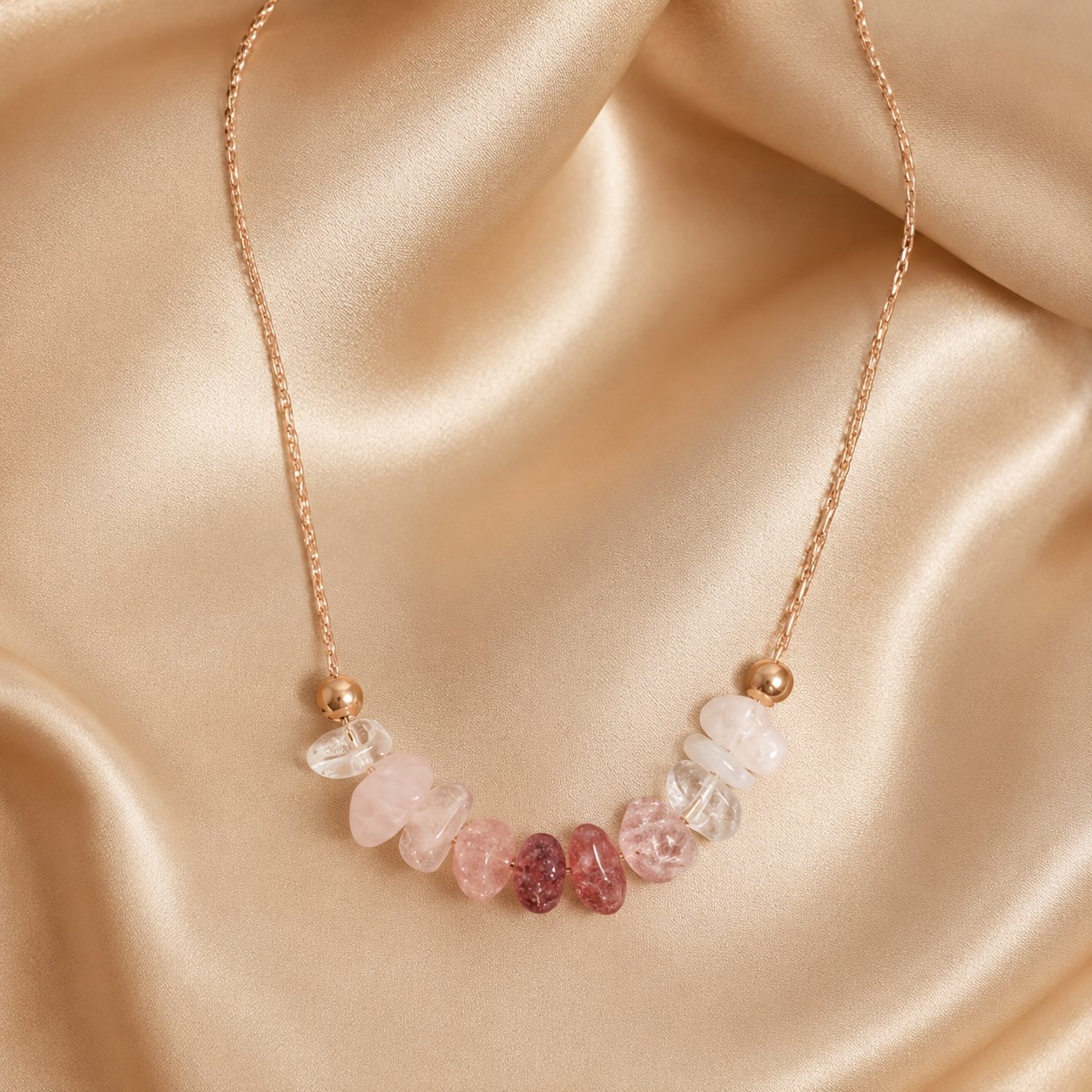 Blush Quartz Chip Bar Necklace