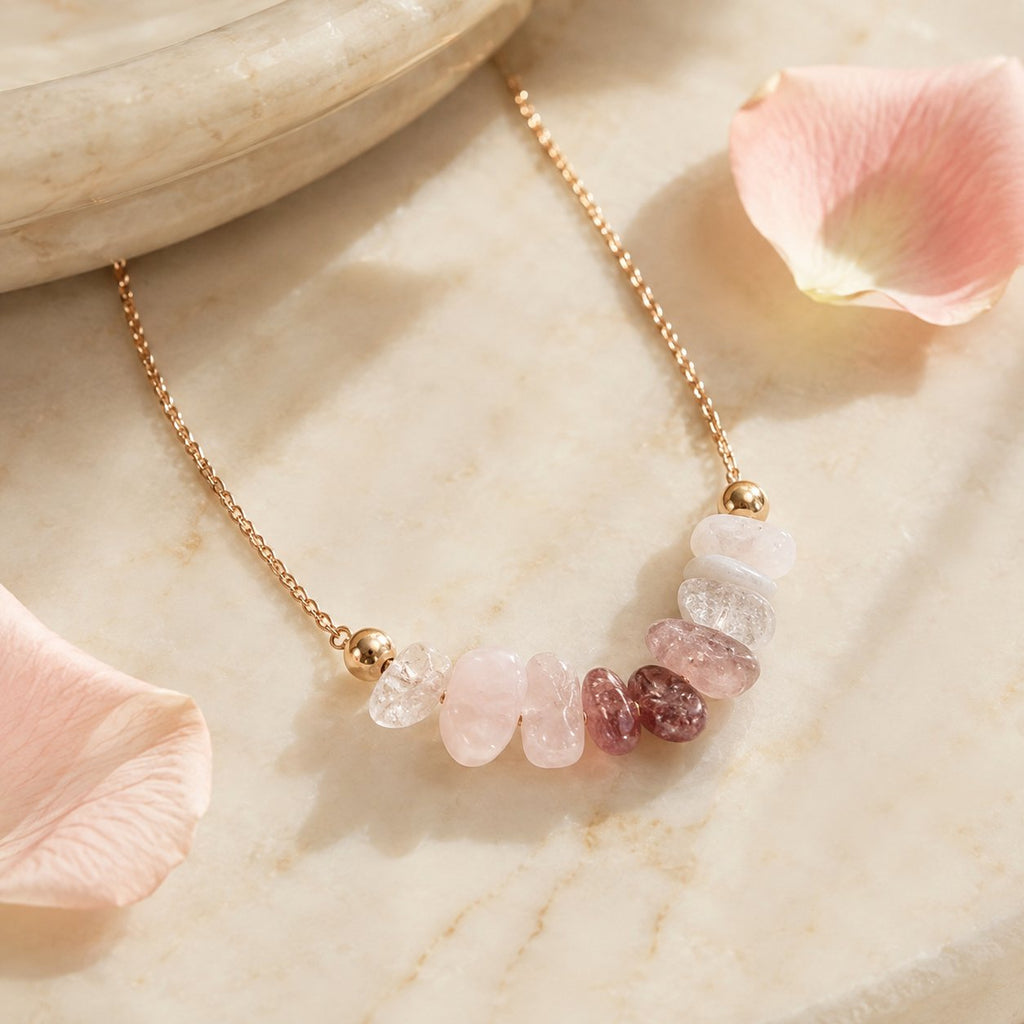 Blush Quartz Chip Bar Necklace