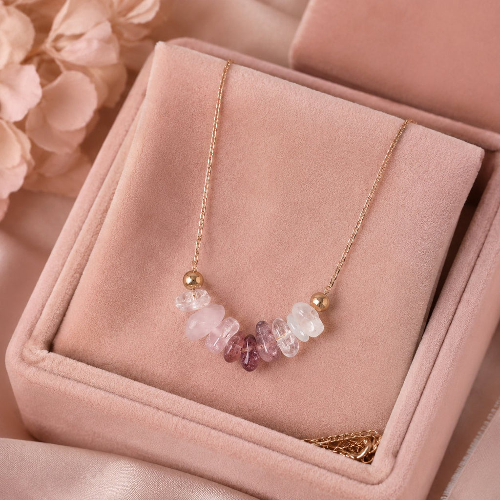 Blush Quartz Chip Bar Necklace