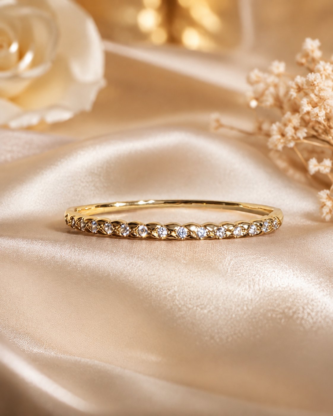 Braided Brilliance Crystal Bangle