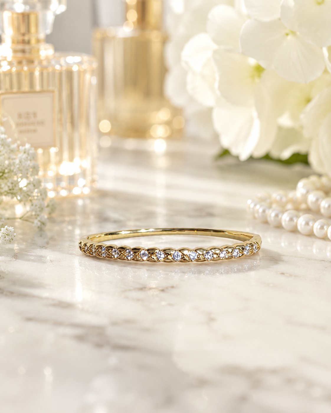 Braided Brilliance Crystal Bangle