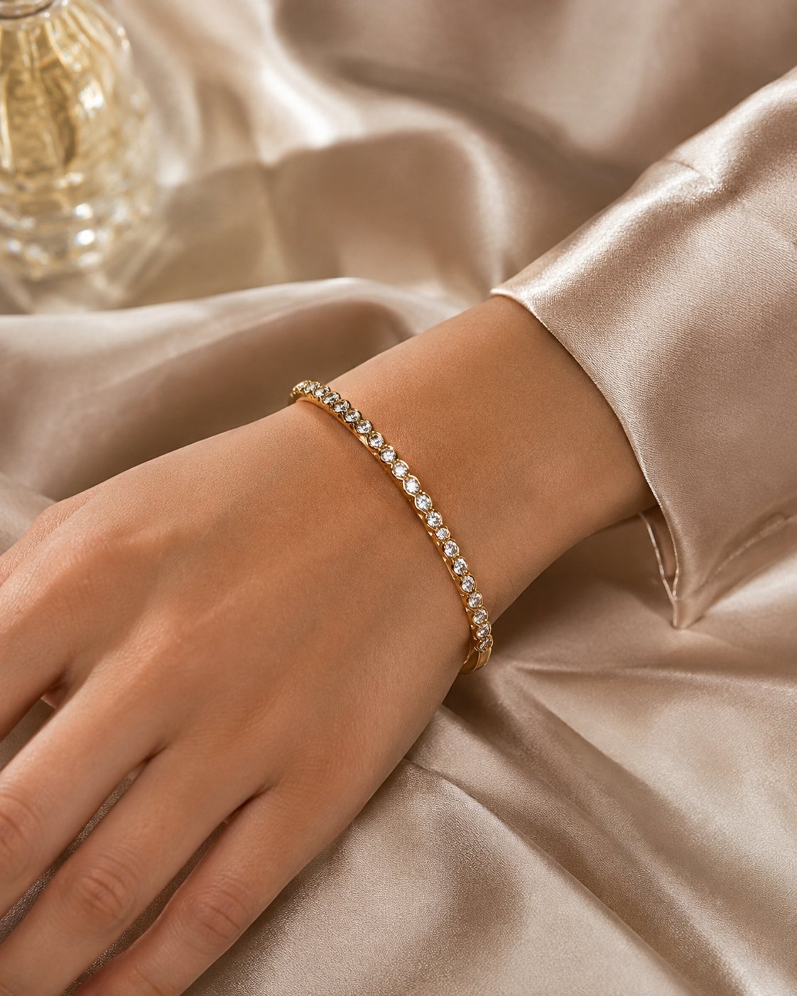 Braided Brilliance Crystal Bangle