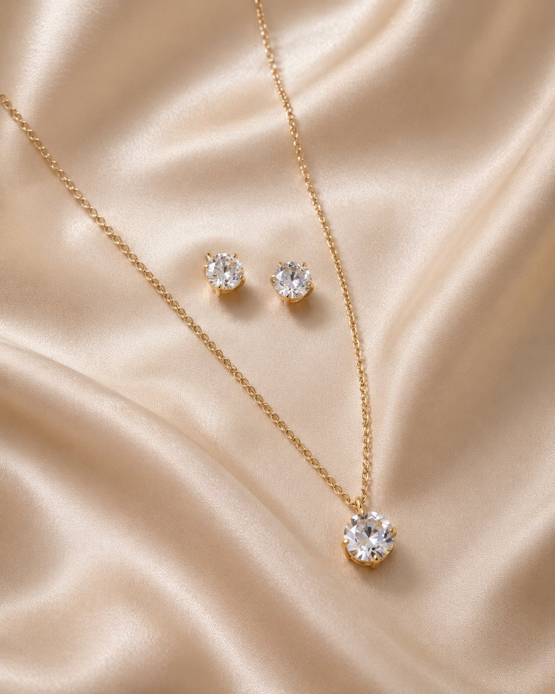 Classic Solitaire Necklace & Stud Set