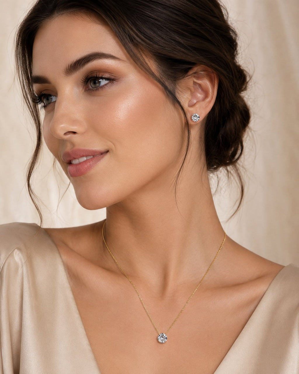 Classic Solitaire Necklace & Stud Set