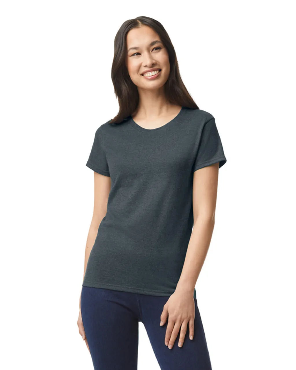 Custom Gildan 5000L Women T-Shirt blank garment in Dark Heather