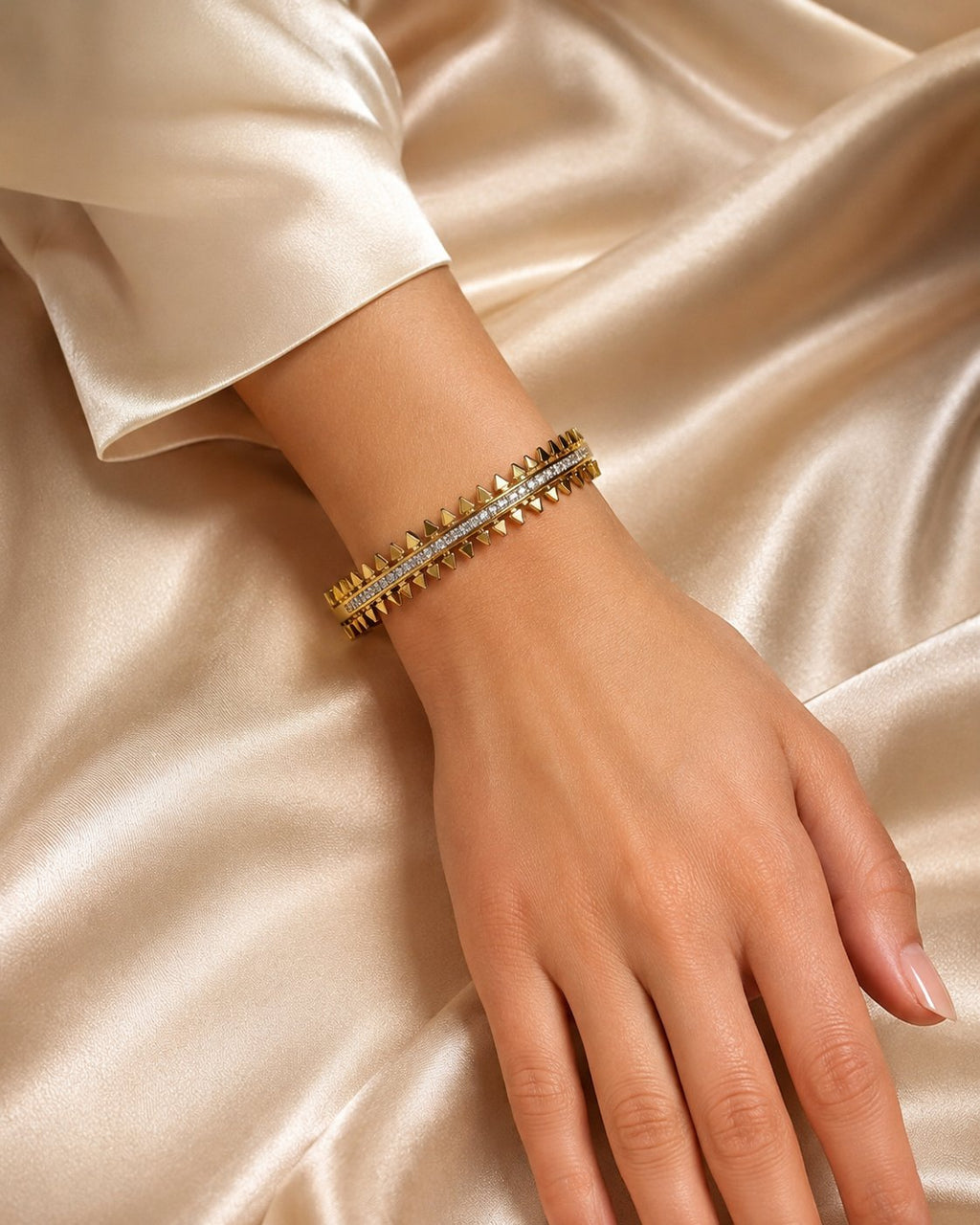 Edgy Pyramid Crystal Bangle