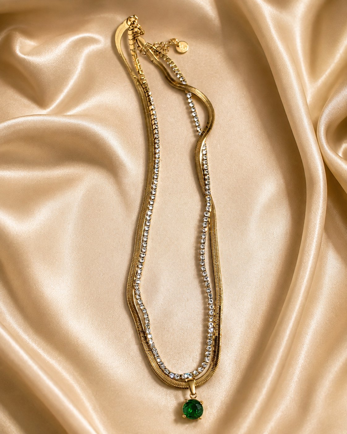 Emerald Luxe Layered Tennis Necklace