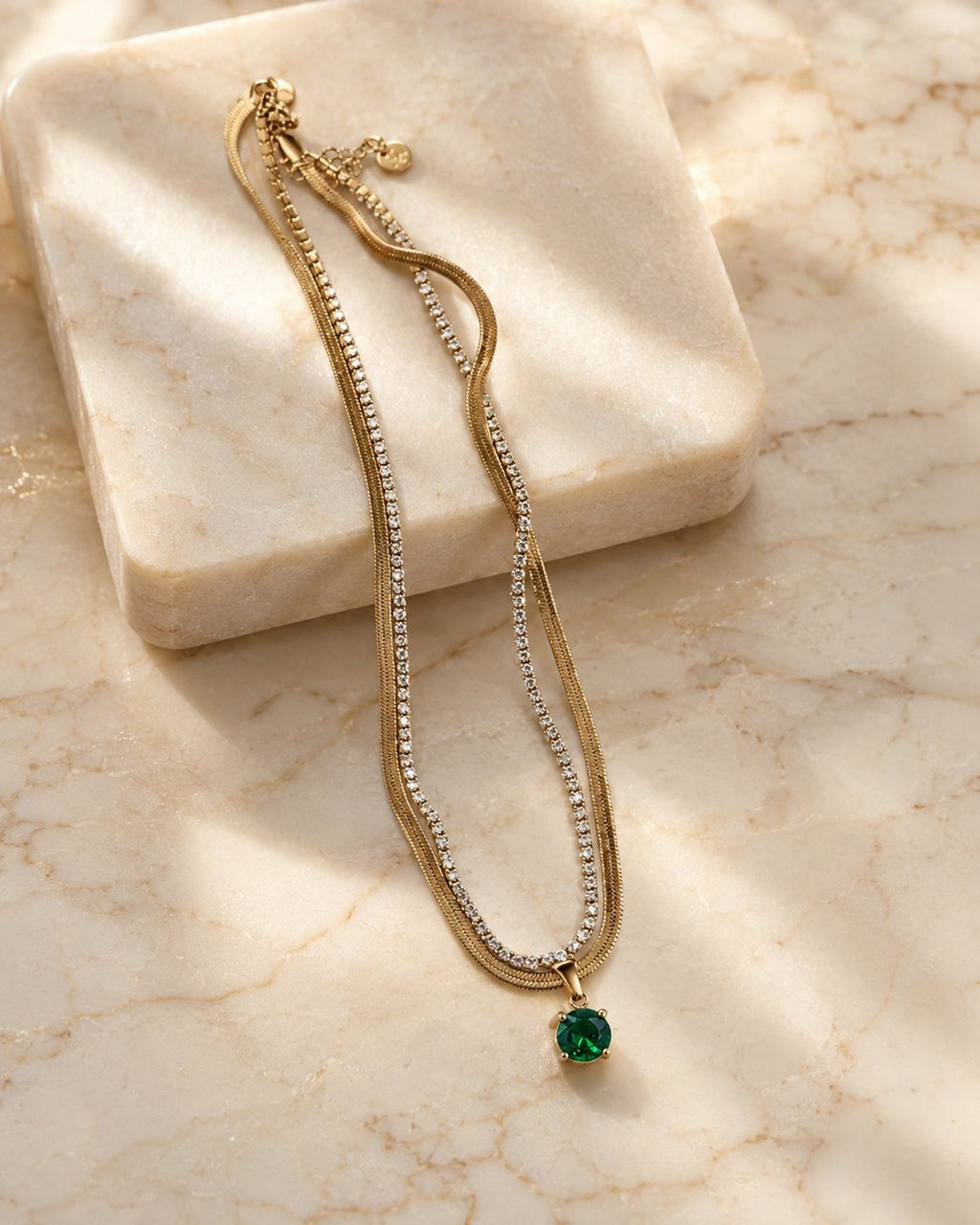 Emerald Luxe Layered Tennis Necklace