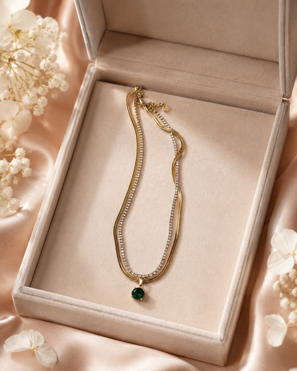 Emerald Luxe Layered Tennis Necklace
