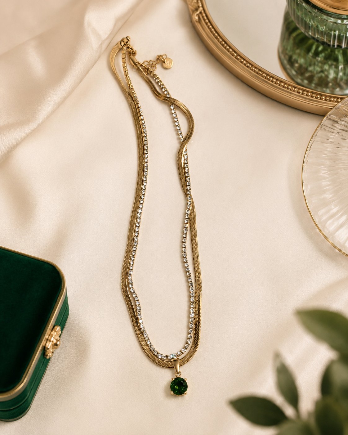 Emerald Luxe Layered Tennis Necklace